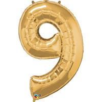 qualatex 34 inch number balloon nine metallic gold