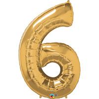 qualatex 34 inch number balloon six metallic gold