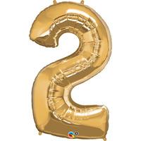 qualatex 34 inch number balloon two metallic gold