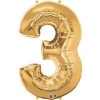 qualatex 34 inch number balloon three metallic gold