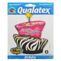 Qualatex 41 Inch Shaped Foil Balloon - Birthday Zibra Stripe