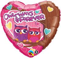 qualatex 18 inch heart foil balloon owl ways forever