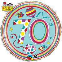 qualatex 18 inch round re foil balloon 70 polka dots stripes