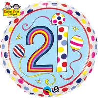 qualatex 18 inch round re foil balloon 21 polka dots stripes