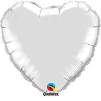 qualatex 36 inch heart plain foil balloon silver