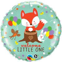 Qualatex 18 Inch Round Foil Balloon - Welcome Little Fox & Friends