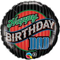 Qualatex 18 Inch Round Foil Balloon - Birthday Dad Stripes