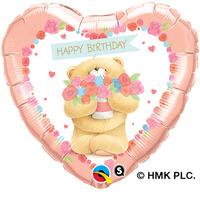 Qualatex 18 Inch Heart Foil Balloon - Forever Friends Birthday Bear