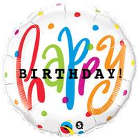 Qualatex 18 Inch Round Foil Balloon - Happy Birthday Dots