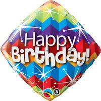 Qualatex 18 Inch Diamond Foil Balloon - Birthday Zig Zag & Starburst