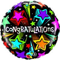 qualatex 18 inch round foil balloon congratulations shooting stars