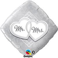 Qualatex 18 Inch Diamond Foil Balloon - Mr & Mrs Entwined Hearts