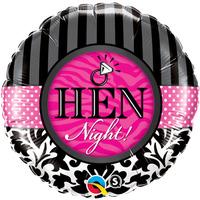 Qualatex 18 Inch Round Foil Balloon - Hen Night Damask & Stripes