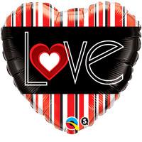 Qualatex 18 Inch Heart Foil Balloon - L(heart)ve Red Stripes
