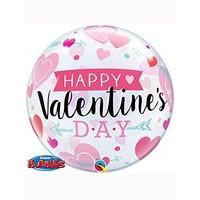 Qualatex 22 Inch Single Bubble Balloon - Valentines Arrows & Hearts