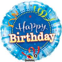 qualatex 18 inch round foil balloon birthday bright blue