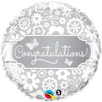 Qualatex 18 Inch Round Foil Balloon - Congratulation Butterfly