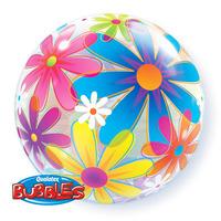 Qualatex 22 Inch Single Bubble Balloon - Fanciful Flowers