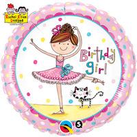 qualatex 18 inch round foil balloon birthday girl ballerina