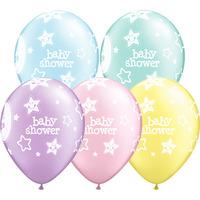 Qualatex 11 Inch Pastel Assorted Latex Balloon - Baby Shower Moons & Stars