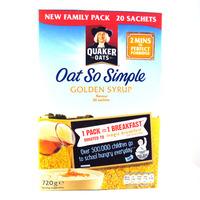 Quaker Oat So Simple Golden Syrup Family Pack 20 Sachets