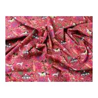 Quirky Print Combed Cotton Poplin Dress Fabric Raspberry Red