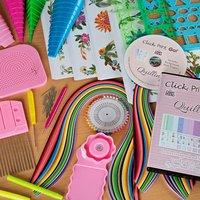 Quilling Tool Kit, Accessories, 5mm paper strips with A5 pattern Pad and Quilling CD ROM 407490