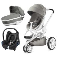 Quinny Moodd White Frame 3in1 Cabriofix Travel System-Grey Gravel (New 2016)