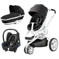 Quinny Moodd White Frame 3in1 Cabriofix Travel System-Black Irony (New 2016)