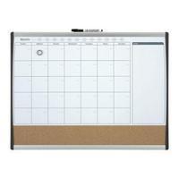 Quartet (585x430mm) Magnetic Monthly Organiser Combination Board with Black/Silver Arched Frame