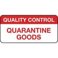 QUALITY MANGMNT LABEL - QUARANTINE GOODS MATT VINYL - 38 X 18MM - ROLL OF 250