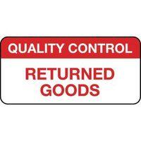 QUALITY MANGMNT LABEL - RETURNED GOODS MATT VINYL - 38 X 18MM - ROLL OF 1000