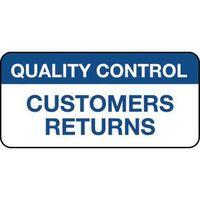 QUALITY MANGMNT LABEL - CUSTOMERS RETURNS MATT VINYL - 38 X 18MM - ROLL OF 1000