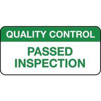 QUALITY MANGMNT LABEL - PASSED INSPECTION MATT VINYL - 38 X 18MM - ROLL OF 1000