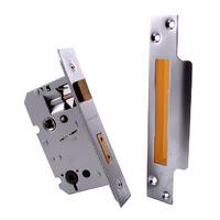 Qube 64mm Bathroom Turn Mortice Lock Matt Chrome