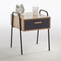 Quilda Metal and Wood Bedside Table