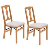 Queen Anne Folding Chairs (Pair), Oak, Wood