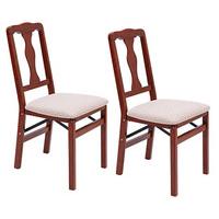 queen anne folding chairs pair mahogany wood