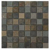 Quartzite Slate Grey Slate Mosaic Tile (L)305mm (W)305mm