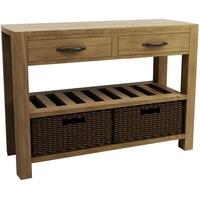 qualita goliath oak console table double basket