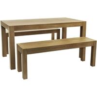 Qualita Sims Oak Dining Set with 2 Benches