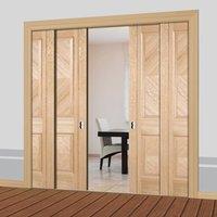 Quad Telescopic Pocket Madrid Oak Veneer Doors - Prefinished