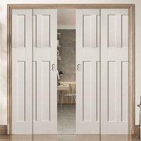 Quad Telescopic Pocket DX60\'s Style White Primed Panel Doors