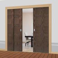 quad telescopic pocket monaco walnut veneer doors prefinished