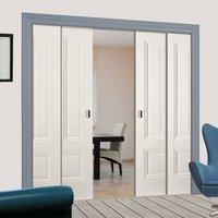 Quad Telescopic Pocket Peony Panel White Primed Doors