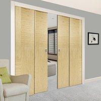 Quad Telescopic Pocket Hermes Oak Veneer Doors - Prefinished