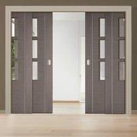 quad telescopic pocket chocolate grey alcaraz doors clear glass prefin ...