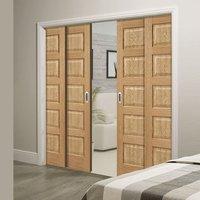 Quad Telescopic Pocket Contemporary 5P Oak Veneered Doors - Prefinished