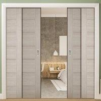 Quad Telescopic Pocket Hampshire Light Grey Doors - Prefinished