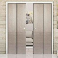 Quad Telescopic Pocket Hermes Chocolate Grey Doors - Prefinished